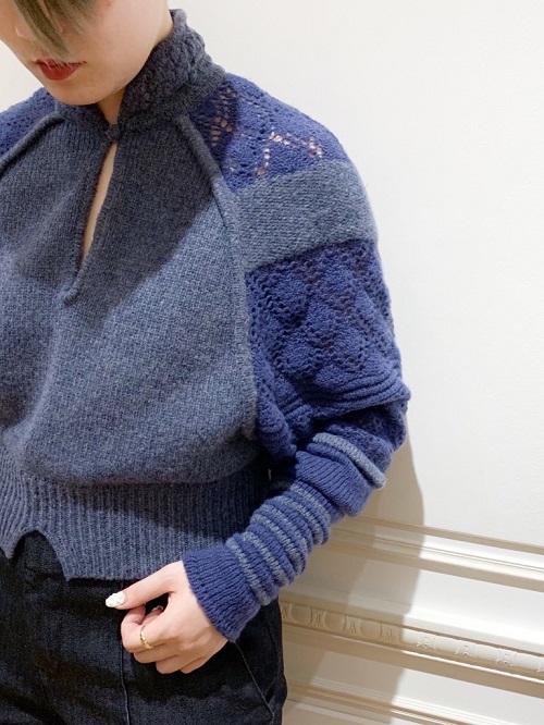 mame - mame 15aw turtle knit blue サイズ1 マメクロゴウチの+forest