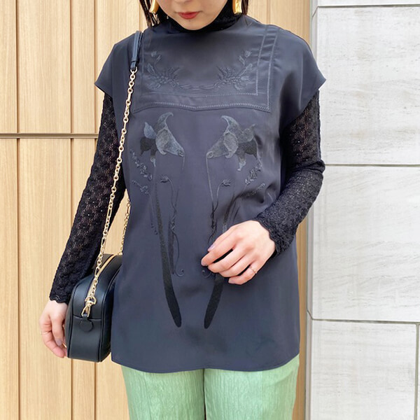 mame Embroidered French Sleeve Tunic