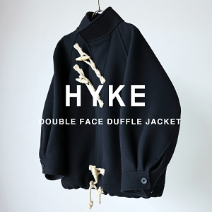 HYKE ダブルフェイスダッフルジャケット ベージュ02ハイク